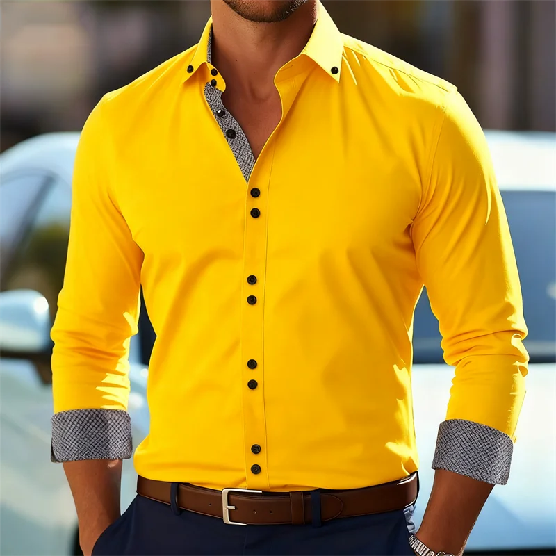 

2026 New Men's Button Business Casual Shirt Long Sleeve Collar Shirt - Fashionable and Elegant Casual Top Shirt