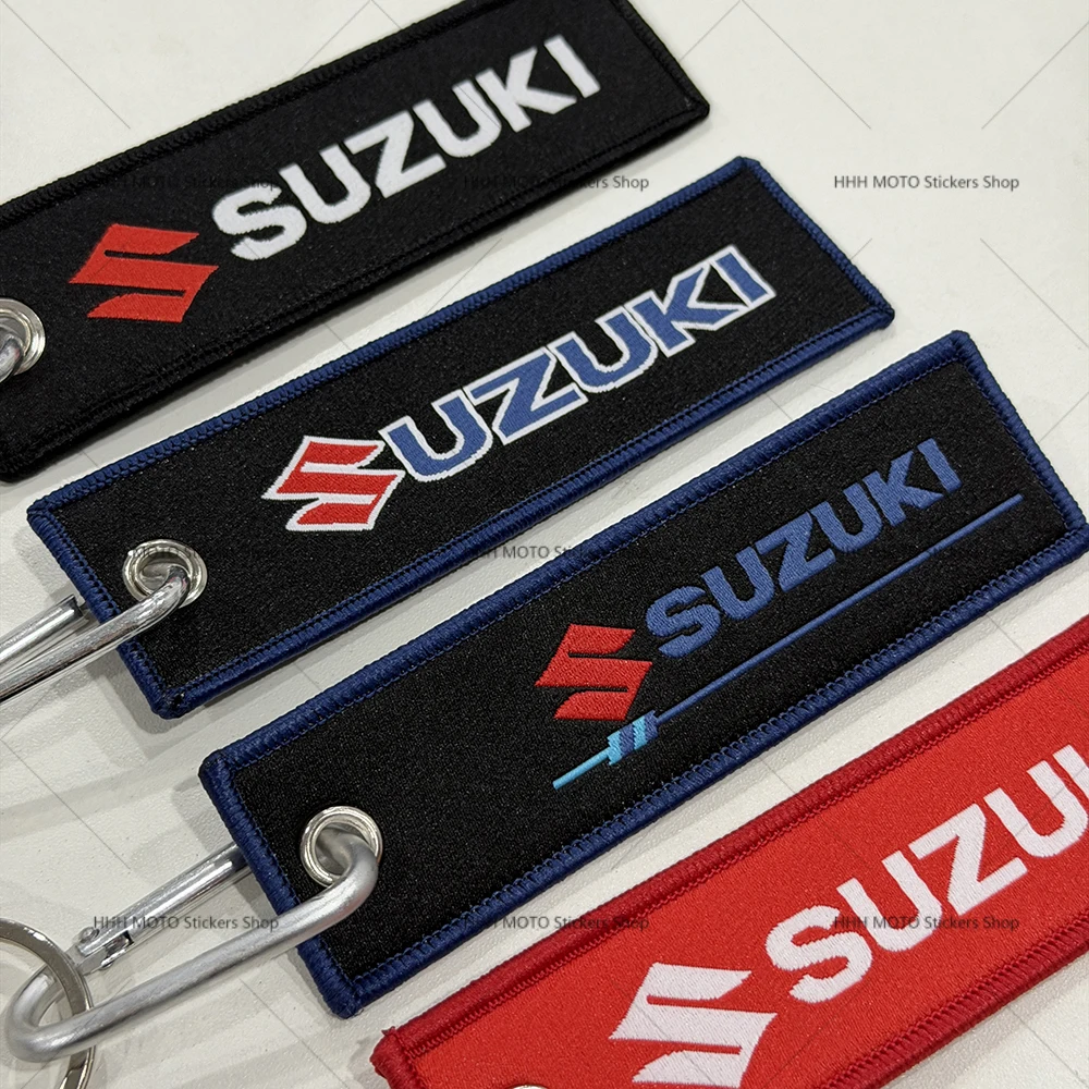 

Двусторонний брелок с вышитым логотипом Suzuki для мотоциклов и автомобилей, модный аксессуар, подарок