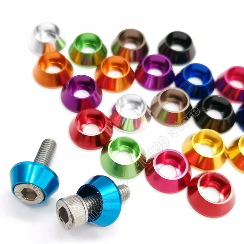 

2-10pcs M2 M2.5 M3 M4 M5 M6 M8 Aluminum Cap Head Cone Washer Corlorful Aluminum Alloy Hex Cap Head Gasket washers Spacers