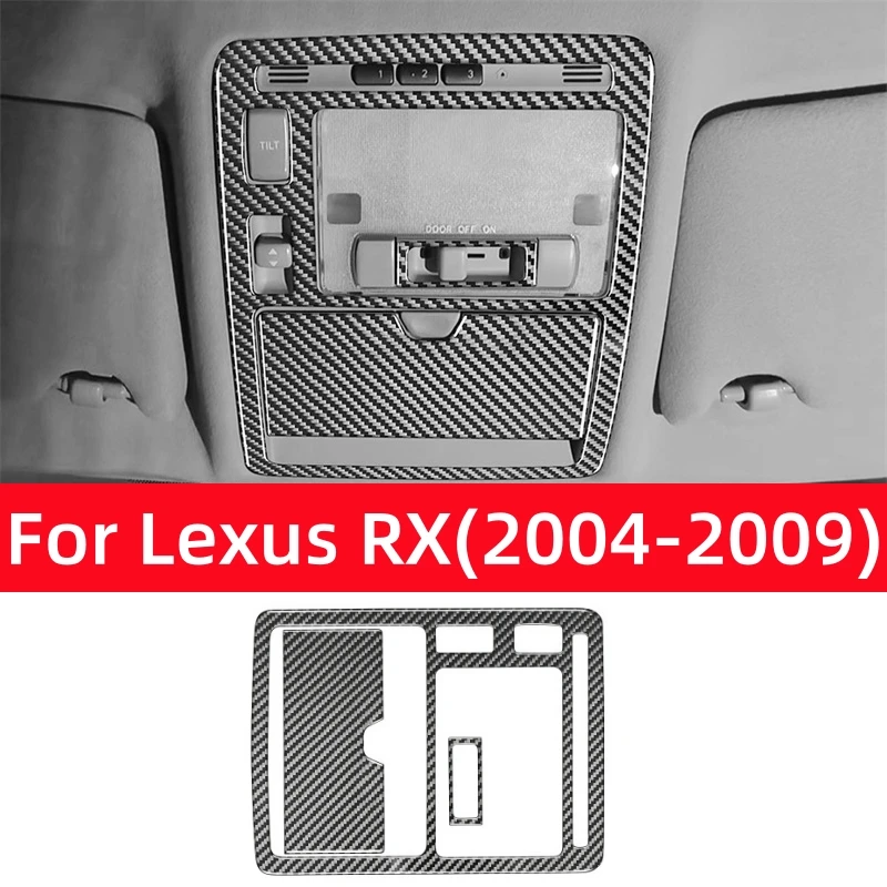 For Lexus RX 330/350 2004-2009 Accessories Real Soft Carbon Fiber Car Roof Reading Light Panel Frame Decoration Sticker Cover