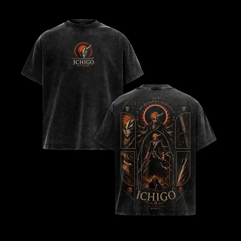 Shihouin Yoruichi Print T-shirt Anime BLEACH Clothing Men Women Short Sleeve Tshirts Retro Washed T Shirt Male Casual Cotton Top view 2