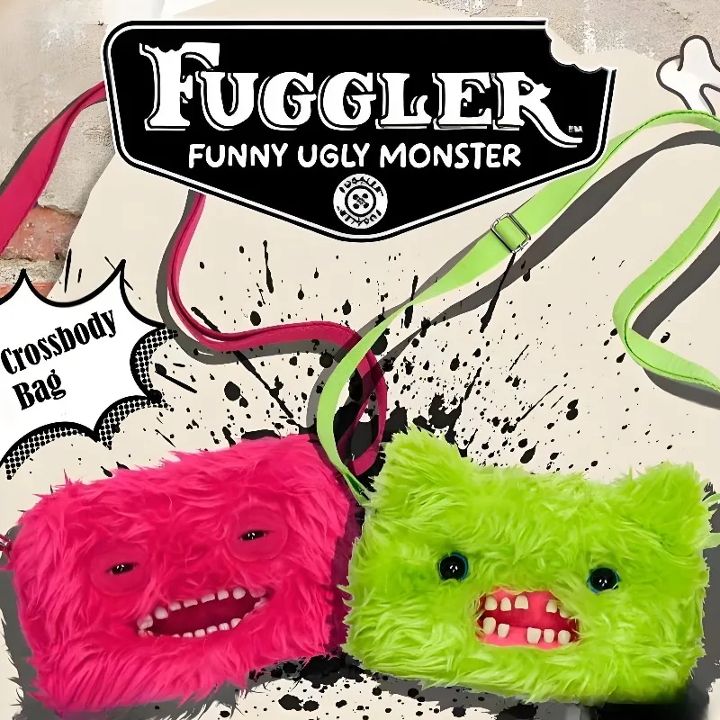 

Fuggler Plush Crossbody Bag Cartoon Cute Tooth Monster Big Head Series Ugly Funny Storage Bag Portable for Outing Man Woman Gift