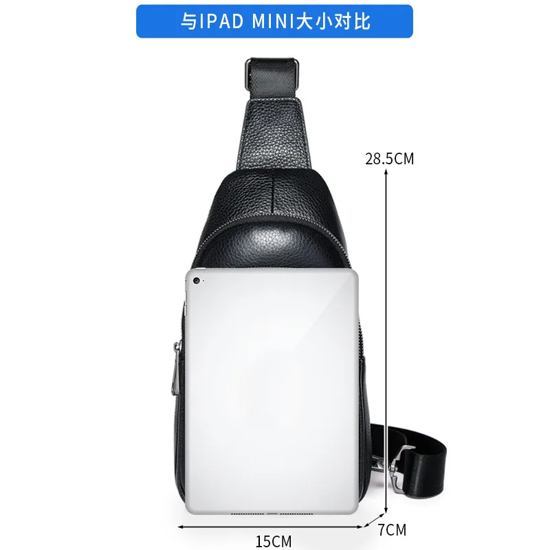 Strato superiore sul petto Spalla casual Borsa a tracolla genuina alla moda semplice da uomo Zaino da uomo impermeabile in pelle Borsa a tracolla piccola