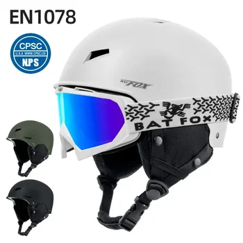 BATFOX Unisex Ski Helmet Half-covered Skiing Snowboard Winter Sports Helmet Snow Skating Integrally Molded Helmet Men Women