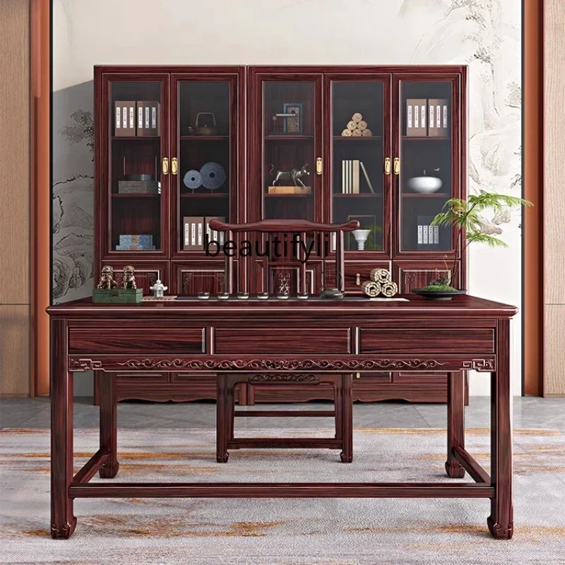 

LXНовый китайский стол из красного дерева, стул, домашний офис из палисандра, компьютерный стол, хранилище для каллиграфии и живописиSSS