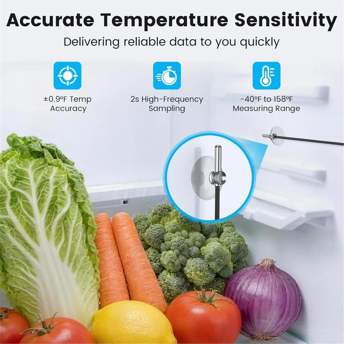 Refrigerator Thermometer with Alarm, Smart Digital WiFi Freezer Thermometer with App Control, Buzzer Alerts
