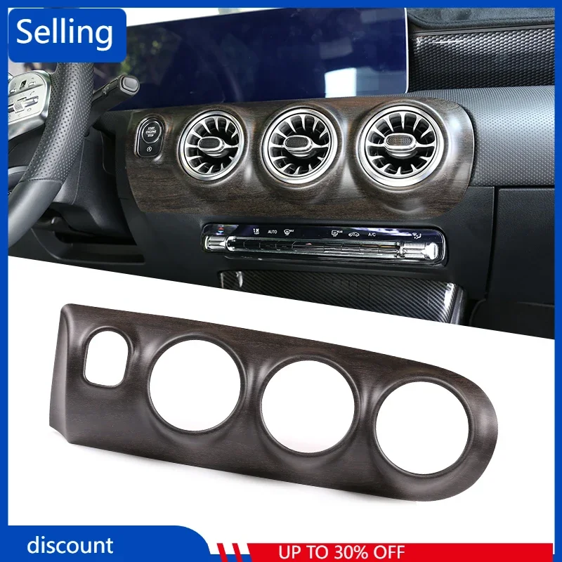 Oak Wood Grain Central Control Air Conditioning Decorative Panel ABS Chrome For Mercedes benz A Class W177 2019 Car Accessories