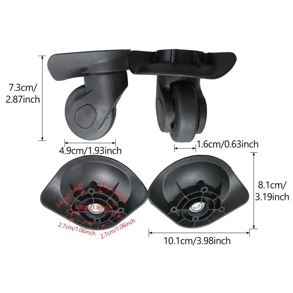 Universal Suitcase Casters Replacement PVC Plastic Wear Resistant Wheels for Trolley Luggage Bags