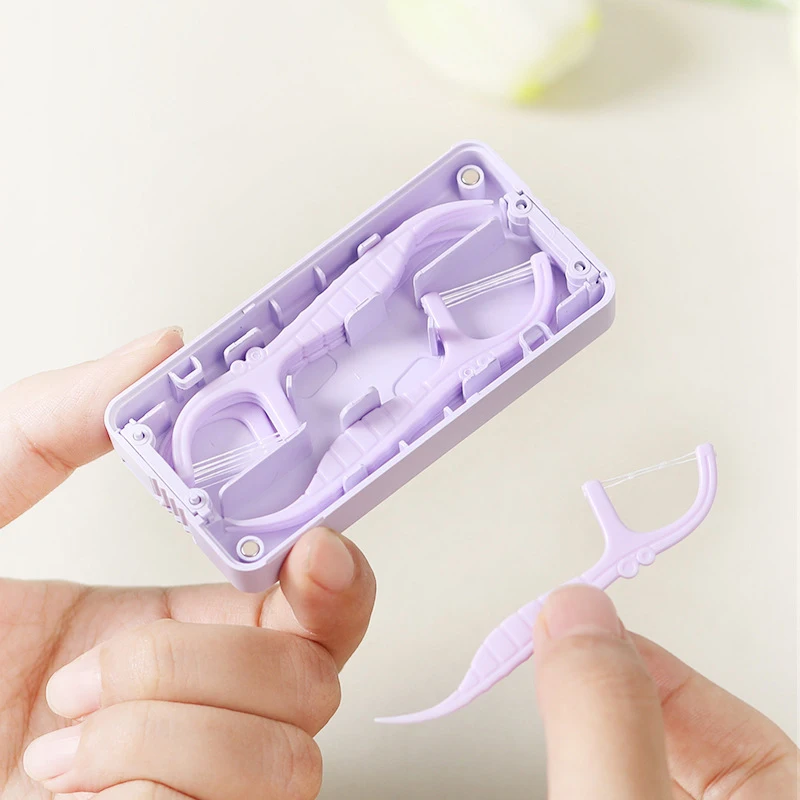10Pcs/box Automatic Dental Floss Container Easy Push Bilateral Outlet Floss Toothpick Set Magnetic Design Tooth Care