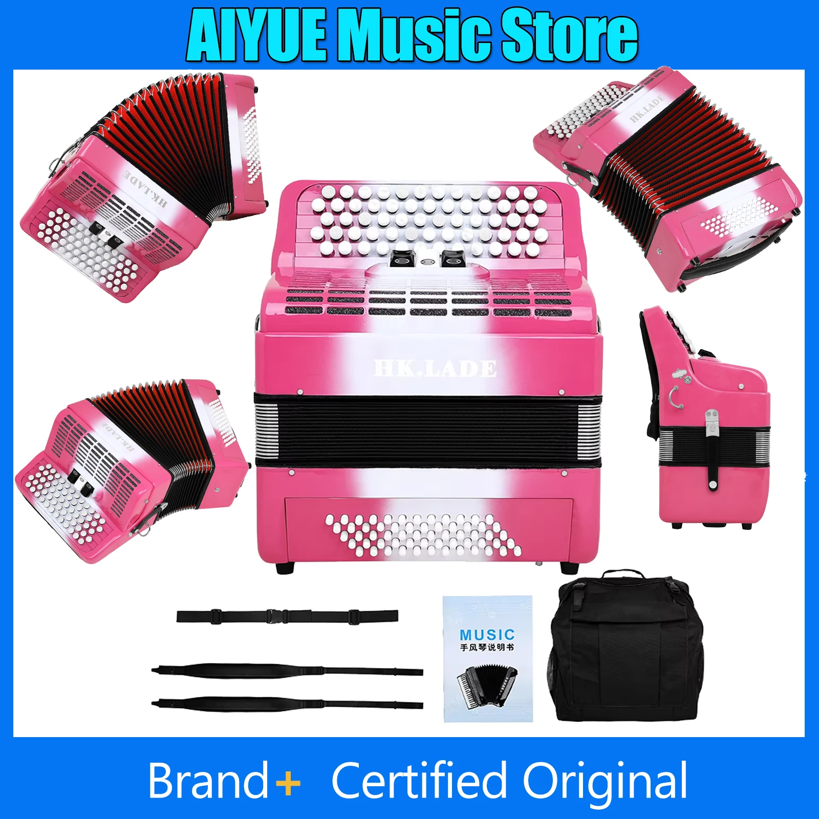 

HK-LADE 62 Key 60 Besayan Accordion Key Button Spray Painted Variable Tone Accordion Band Performance Dedicated Accordion