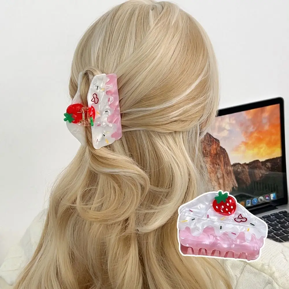 

Personalized Dessert Strawberry Cake Hair Grab Headwear Geometry Cartoon Hair Claw Hairpin Acetic Acid Shark Clip Streetwear