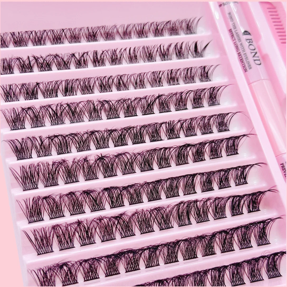 1Set Eyelash Extender Cluster, Artificial Cat Eye False Eyelash Adhesive and Sealant (Glue and Tweezers Are Randomly Dispatched)