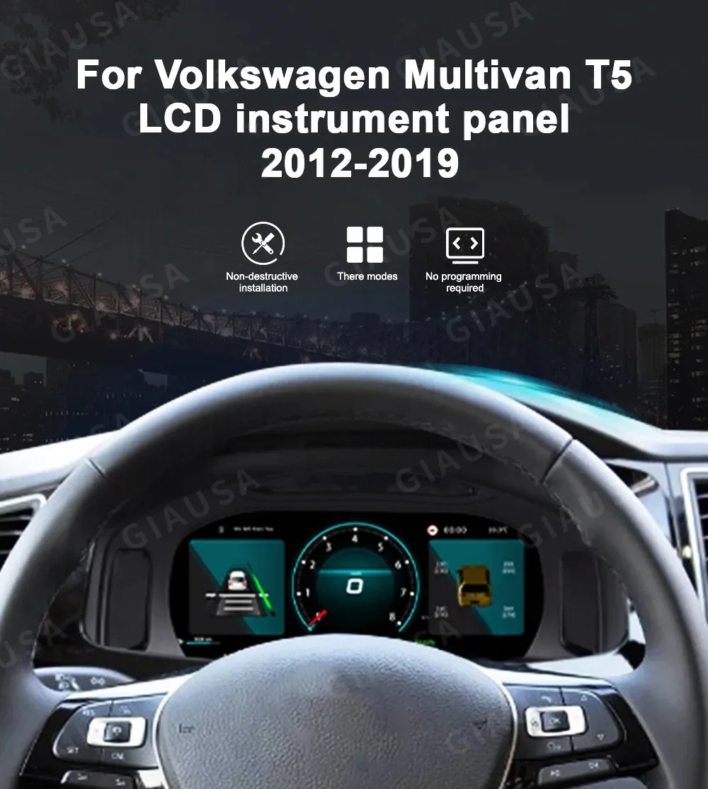 A For Volkswagen Multivan T5 2012 -2019 Car LCD Dashboard Digital Cluster Virtual Cockpit Instrument Speedometer Multifunctiona