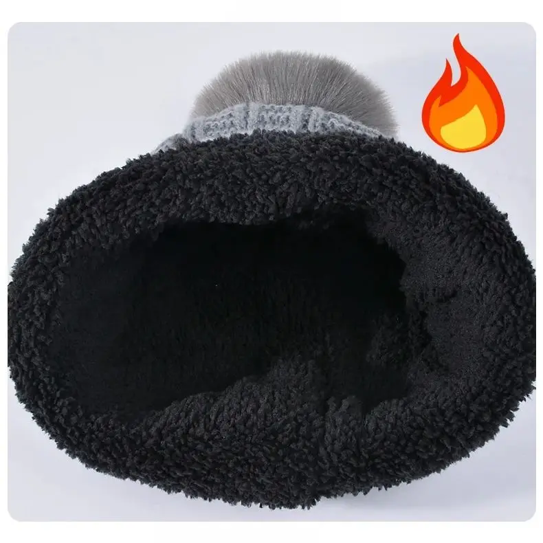 Gorro cálido de terciopelo para mujer, conjunto de bufanda, gorro tejido versátil a la moda, protección contra el frío, manga para la oreja, gorro de lana para la cabeza