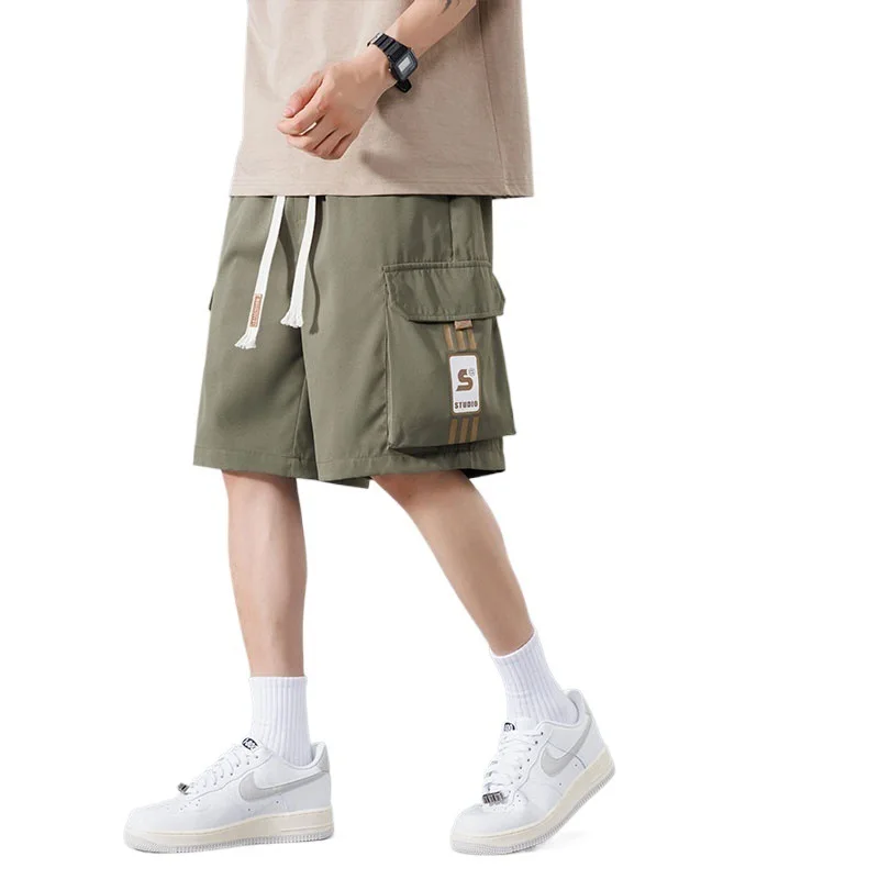 Moda nova marca de trabalho shorts para homem no verão fino roupas esportivas para casual masculino cinco pontos meados de calças carga shorts masculinos homem