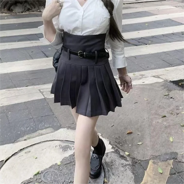 Super High Waisted Pleated Mini Skirt Women Preppy High Waist A-line Slim Micro Outdoor Short Skirt Summer Office Lady Outfits