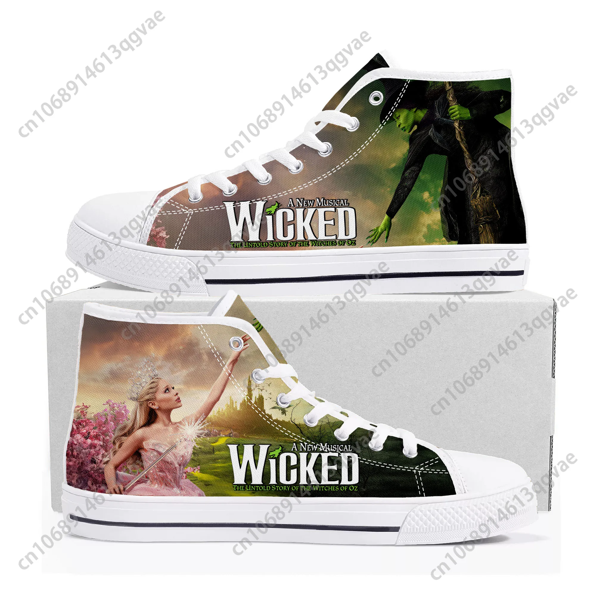 WICKED He Musical Elphaba The Wicked Witch of the West High Top Sneakers Mens Womens Teenager Canvas Sneaker Customize Shoe