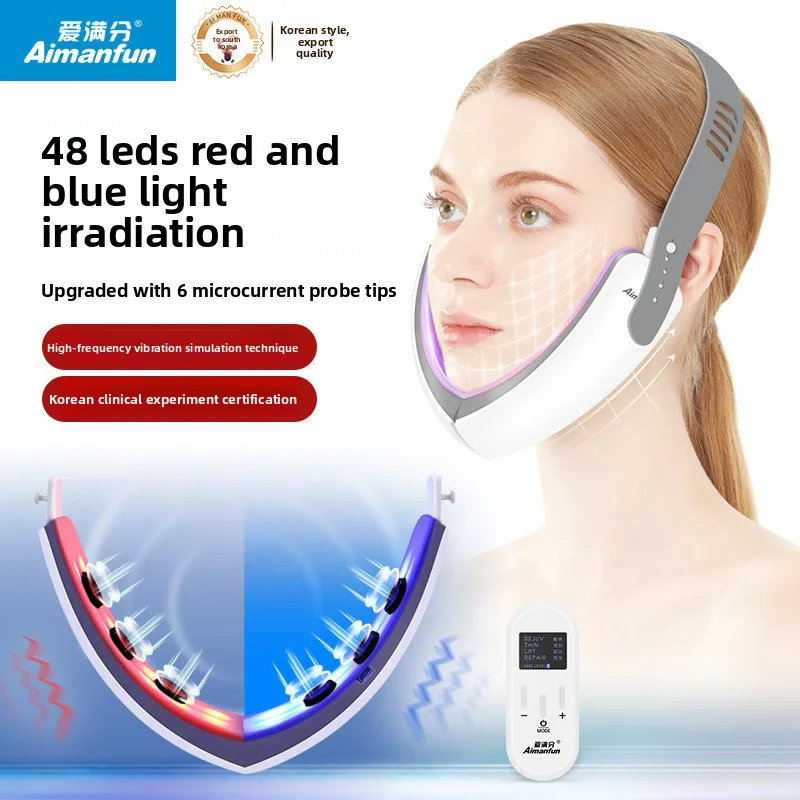

Microcurrent Face Slimming Device, Red & Blue LED Therapy for Double Chin & V-Lift, Rechargeable Facial Massager