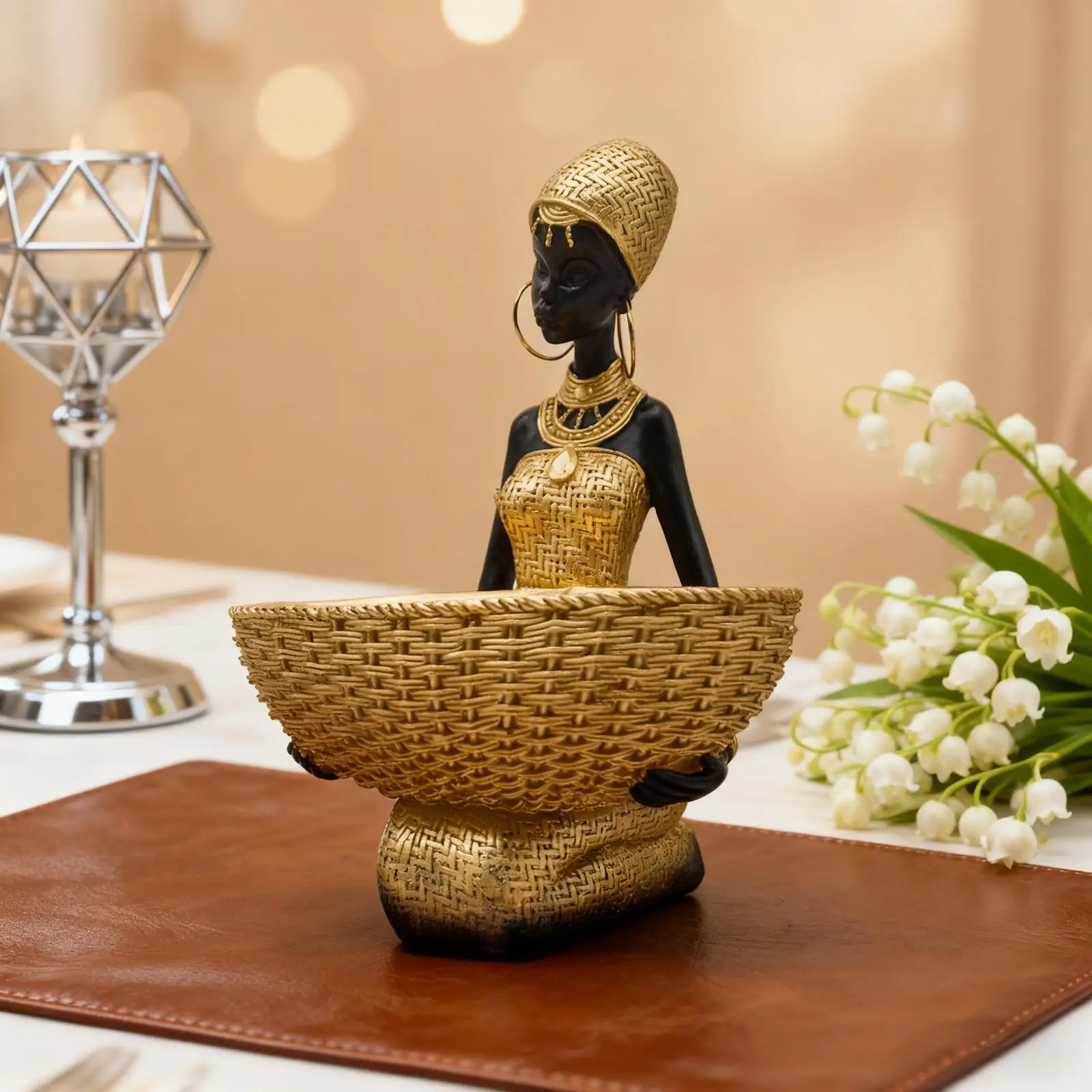 Tribal Lady Sculpture African Statue for Housewarming Gift Hallway Office