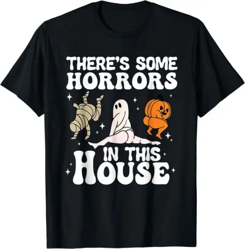 Polarshe DIY Pattern There Is Some Horrors In This House Ghost Pumpkin Halloween Unisex T-Shirt Loose Short Sleeves Cotton Tops