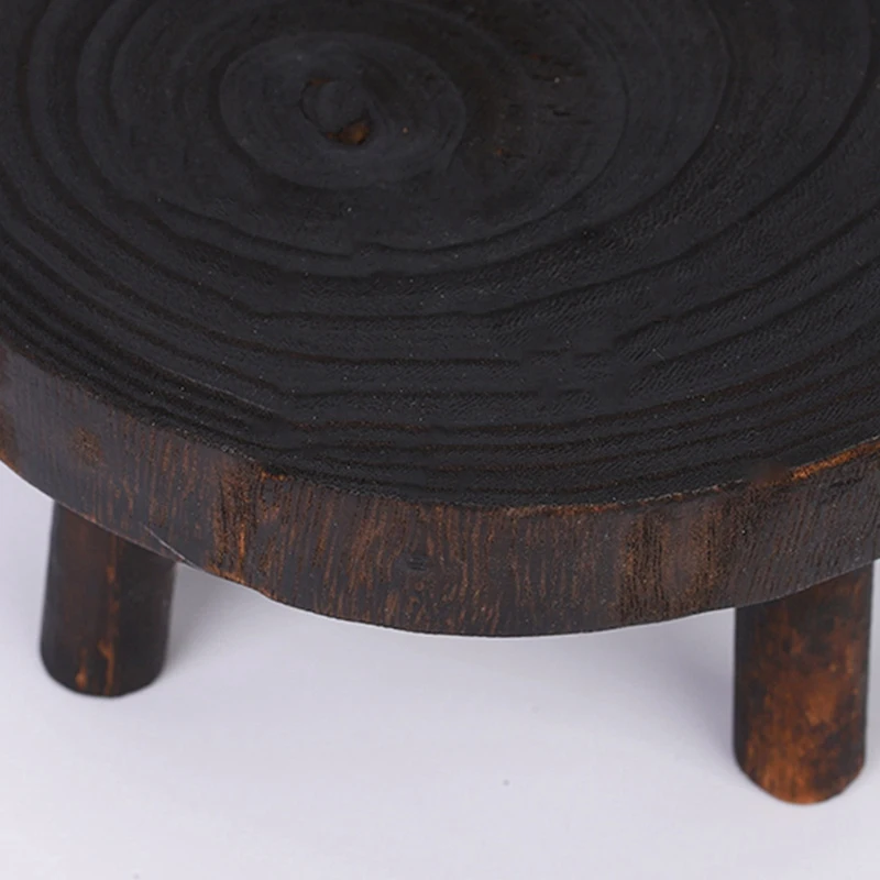Rustic Decorative Round Wood Pedestal Plant Pot Riser Plant Stand Potted Plant Shelf For Indoor Outdoor Home Decor