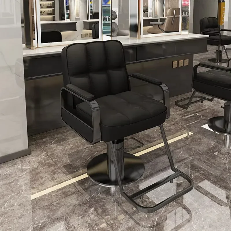 Silla de peluquero con soporte, reposapiés profesional giratorio, Silla clásica Para salón, Silla de lujo Para Barberia, muebles de barbería
