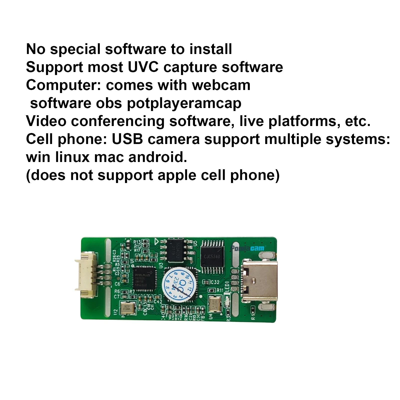 Usb/TYPE-C Output Board Ahd Naar Usb Capture Analoog Signaal Naar Digitale Usb Camera Module Ahd Naar Type-C Module Uvc Gratis Drive