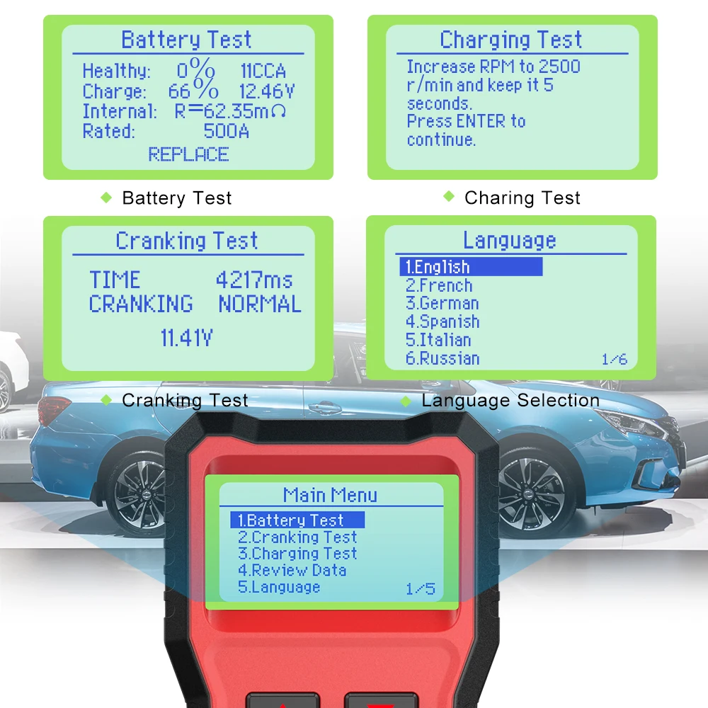 ANCEL BST100 12V Battery Tester Car Battery Analyzer Cranking Charging Circuit Test 220Ah 2000CCA Multilingual Battery Test Tool