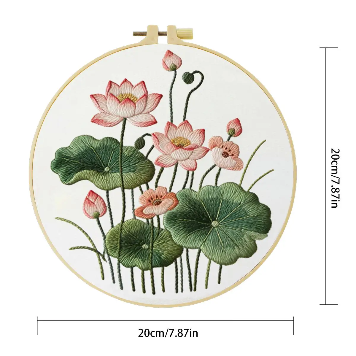 1 Stück 20X20CM/15X15CM 7,87/6,3 Zoll Lotus-Stickerei-Starter-Kit DIY-Kit DIY-Stickerei-Set Handarbeiten Malerei Nähen Kunst – Detail 3