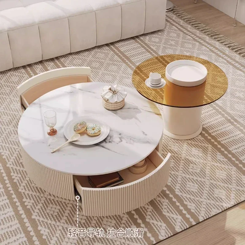 الشمال الحديثة تصميم طاولة القهوة الجمالية درج تخزين لطيف الحد الأدنى طاولة القهوة صغيرة مستديرة ميسا سنترو صالون الأثاث
