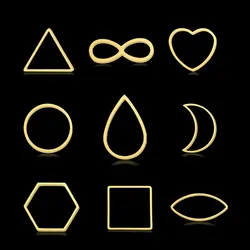10pcs/Lot Stainless Steel Hollow Geometric Square Circle Triangle Charms Wholesale DIY Minimalist Jewelry Connector
