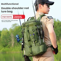 Multifunctional Fishing Tackle Backpack Waterproof Outdoor Bag with Rod Holders Durable Design For Camping Hiking Trave