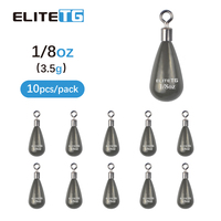 Elite TG 10Pcs Tungsten Tear Drop Sinker Weights Lead-free 1.3g-21g Salmon Bass Fishing Accessories Texas/Carolina Rig Connector