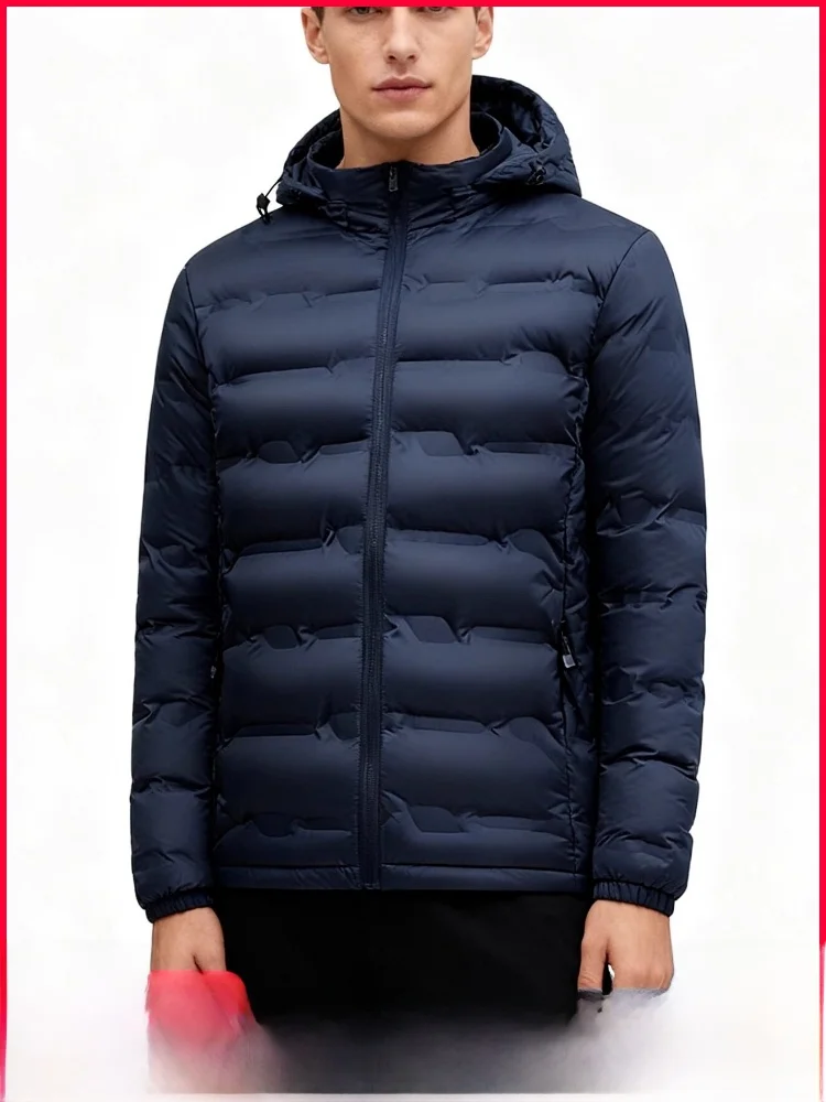 

Ultra-Lightweight aphene Lo-In Hooded Cotton Jaet for Men Detachable Cap Casual Sle Warm Faionable All-Season Coat