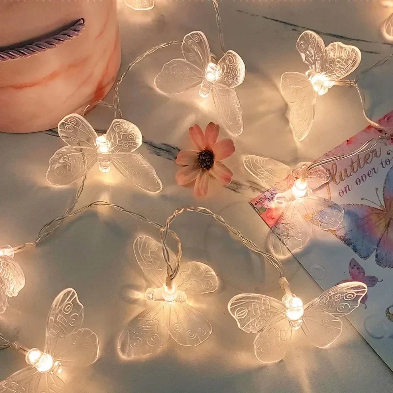 1M 3M LED Butterfly String Lights Battery Powered Fairy Lights Room Garland Curtain Girls Xmas Brithday Wedding Party Decoration