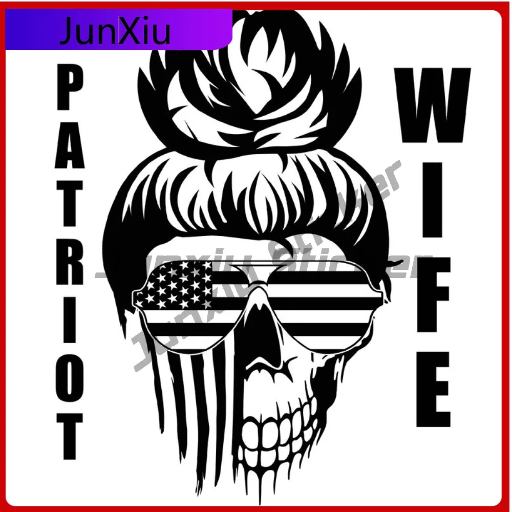 

Patriot Wife Usa Skull Flag Female Patriot Exterior Creative Stickers For Car Motorcycle Bicycle Skateboard Laptop Luggage Adven