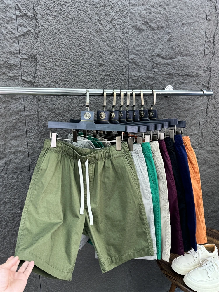 

Svip летние удобные хлопковые прямые брюки пять четвертей повседневные мужские брюки из ледяного шелка для отдыха однотонный узор