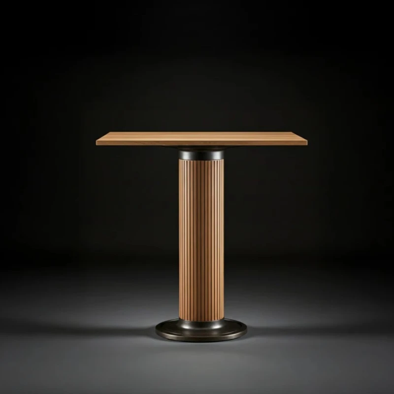 Solid oak dining table Luxury dining and coffee furniture with reed bar design