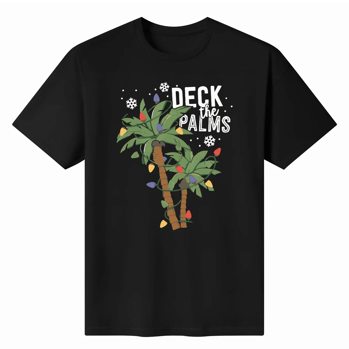 

Deck The Palms Tropical Hawaii Christmas Palm Tree Lights Shirt Anime Graphic T-shirts High Quality 100%Cotton Short Sleeve