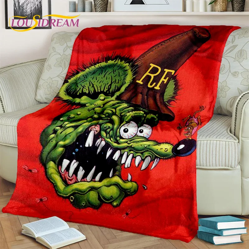 Funny Rat Fink Cartoon Movie Blanket,Soft Throw Blanket for Home Bedroom Bed Sofa Picnic Travel Office Rest Cover Blanket Kids