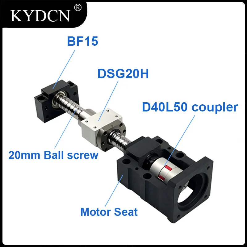 2004 2005 2020 Ballscrew Bearing Kit L 300-1000mm BF15 + DSG20H + Coupling D40L50 + Motor Seat for Servo Motor Stepper Motor