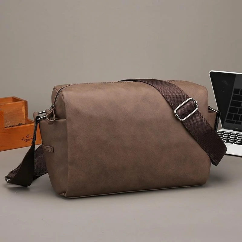 

Retro Printed PU Men's oulder Bag Casual Faion Street Sle Crossbody Bag No Brand Registered Trademark Sewing Line Element