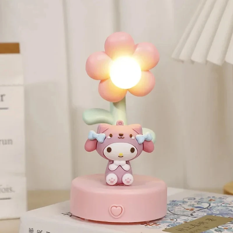 Sanrio Night Light Kuromi Hello Kitty Kawaii Sun Flower Modeling Desk Lamp Anime Cartoon Desktop Decorations Room Lighting