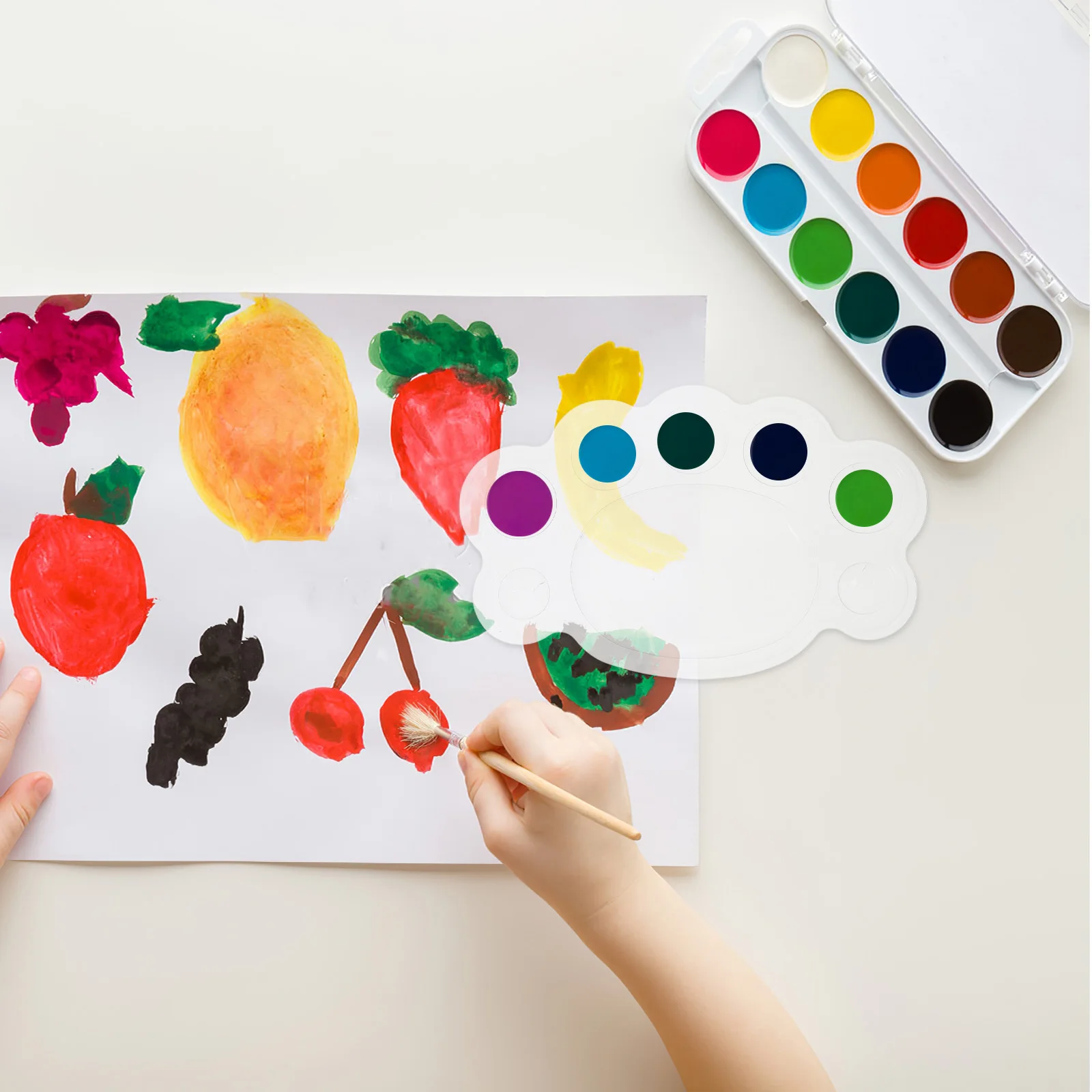 

50Pcs Paint Palette Clear Plastic Foot Shaped Mixing Tray Disposable Bulk Pack for Kids Watercolor Acrylic Oil