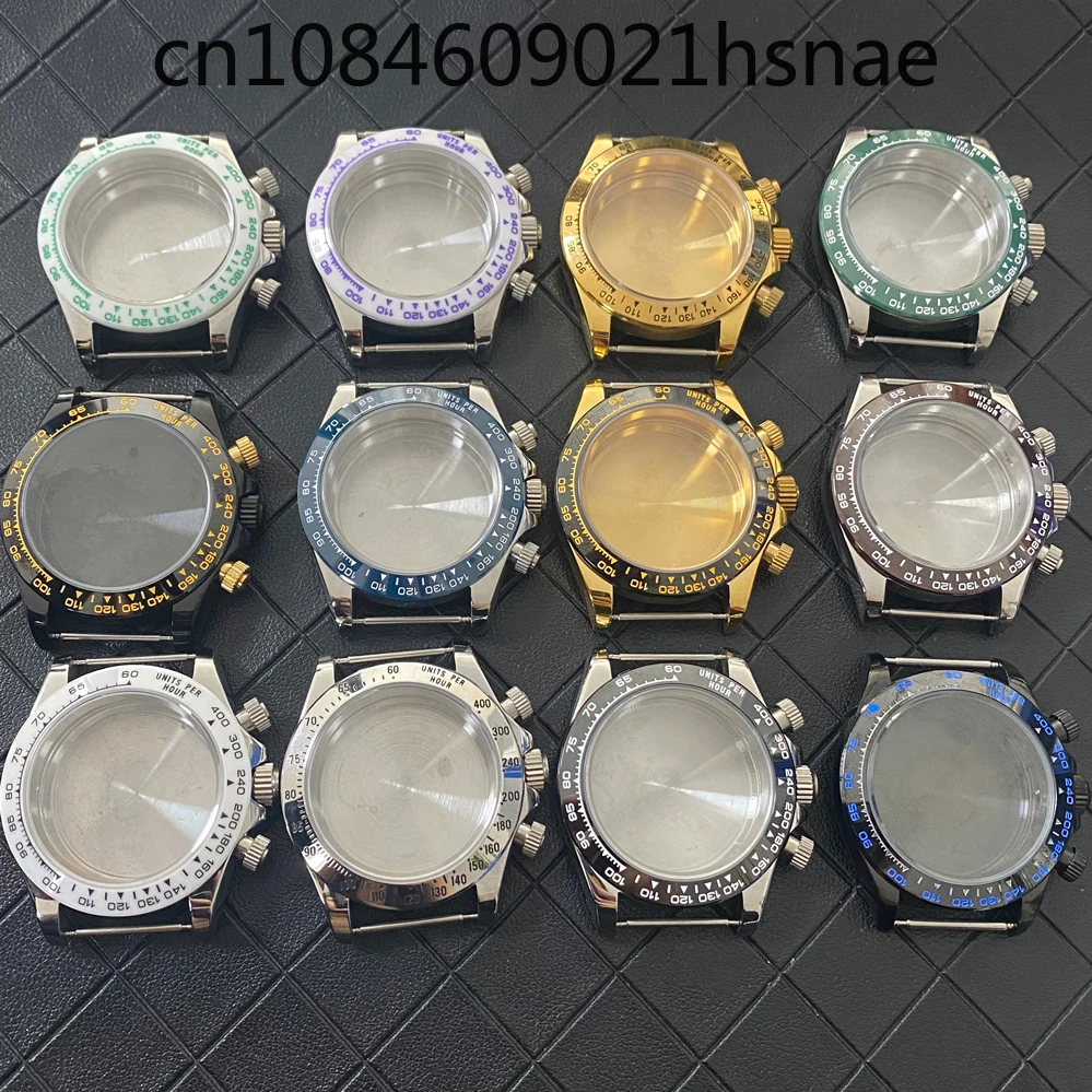 Modified case accessories, stainless steel ceramic ring, gold black steel color, suitable for VK63 three-eye quartz movement