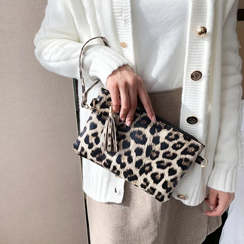 

Women Clutch Bag Leopard Print Long Wallets Female Fashion Design PU Leather Wallet Messenger Bag Ladies Elegant Handbag