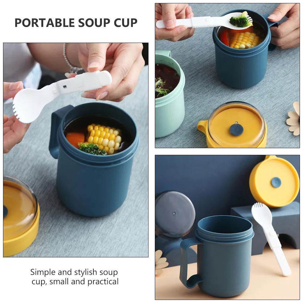 

1Pcs 500Ml Milk Cup Portable Breakfast Cup with Lid and Spoon Microwave Safe for Home Office Outdoor Convenient Use