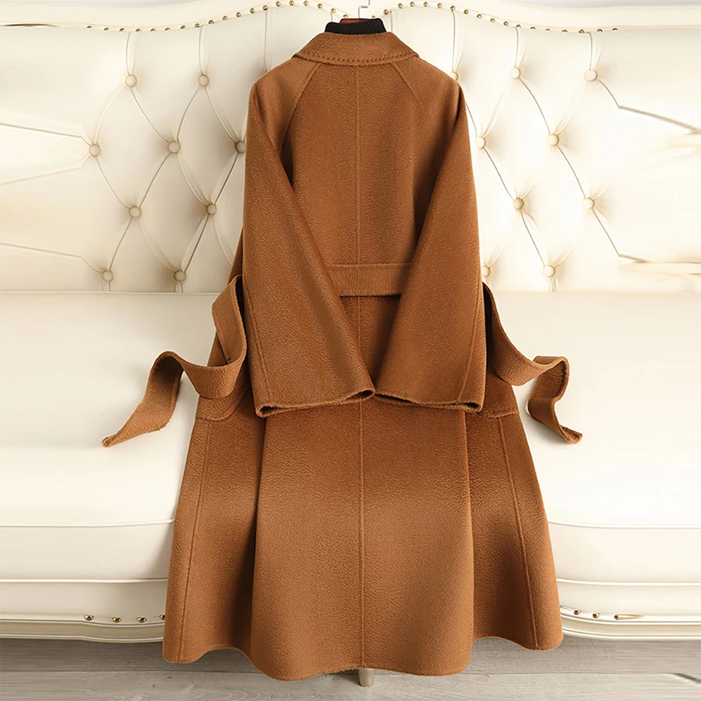 Handmade Custom Women's Cashmere Coat Loose Fit Comfortable Soft Long Wrap Wool Fashion Elegant For Females