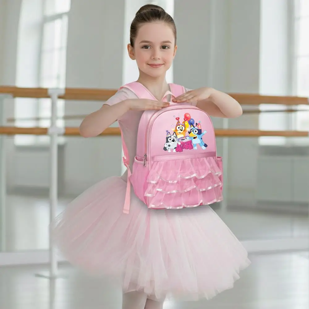 Mochila Escolar Infantil de Dibujos Animados de Bluey, Mochila Kawaii Rosa para Niñas, Mochilas de Baile para Niñas, Mochila de Ballet, Regalo para Bebés