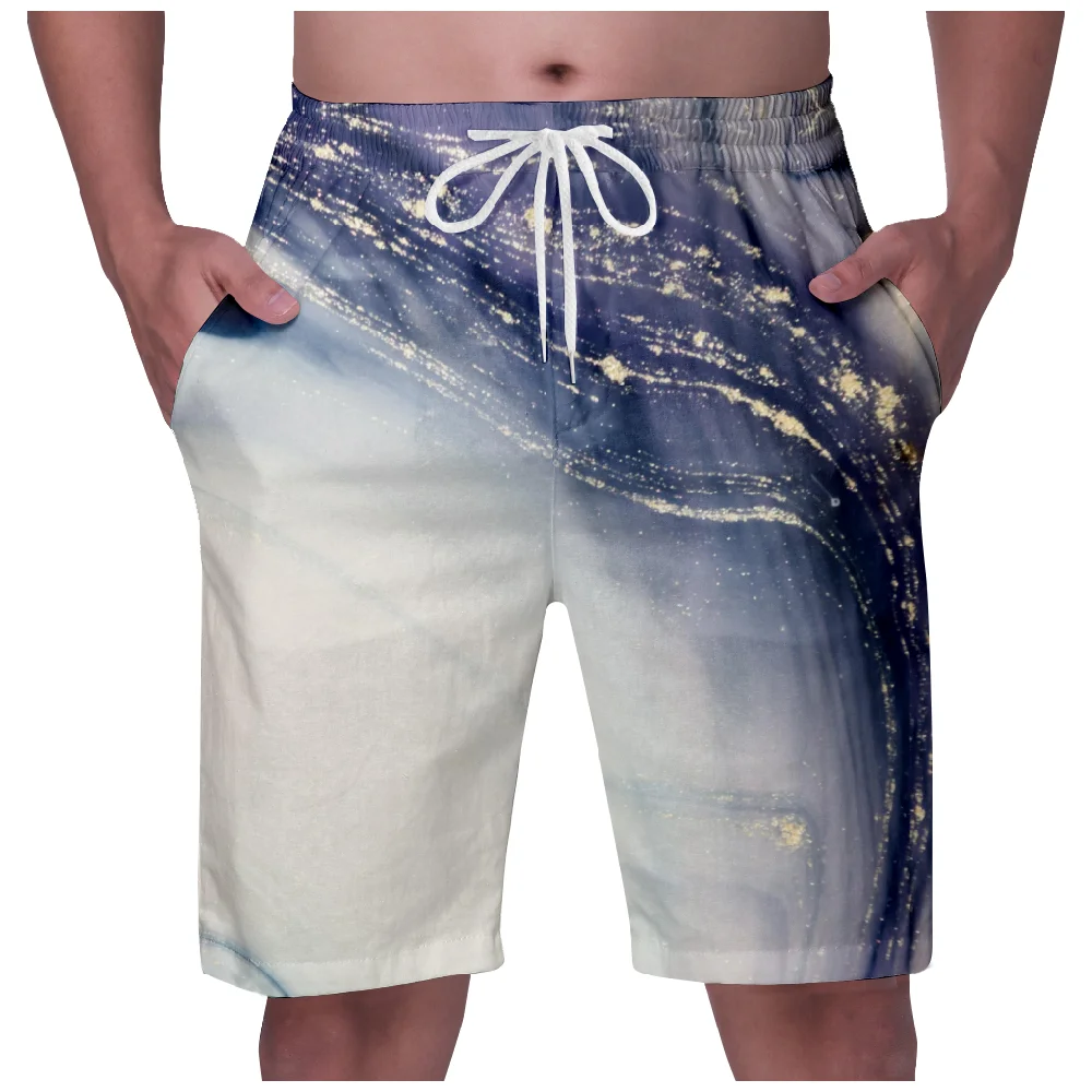 Hawaiian Beach Marbling Men's Summer Shorts Swimming Shorts Swimsuits Surf Swim Sports Pants Board Mesh Clothing